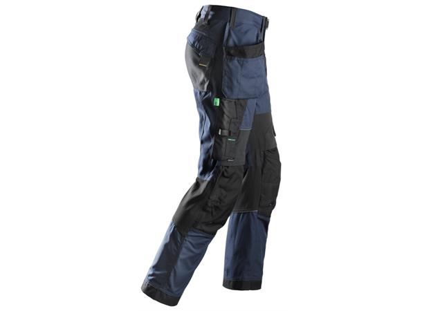 Snickers 6902 FlexiWork Arbeidsbukse+ Marineblå/Svart, str.146 m/hylsterlommer