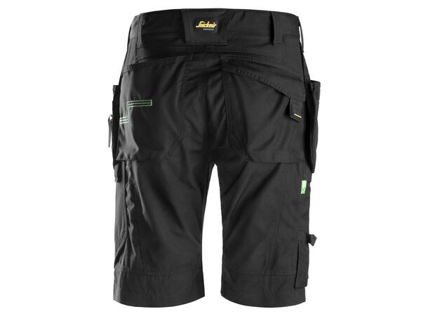 Snickers 6904 FlexiWork Håndverksshorts Svart, str.050 m/hylsterlommer