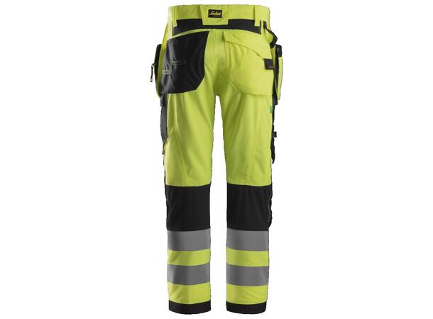 Snickers 6932 FlexiWork+ Arbeidsbukse HiVis Gul/Svart, str.124 Kl.2