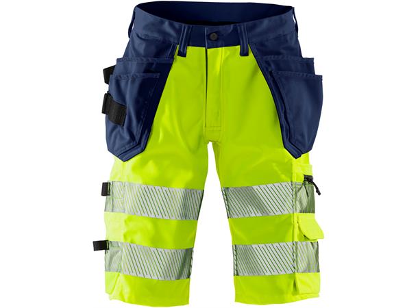 Fristads Shorts stretch, 2509 PLU HiVis Gul/blå, str.C44, HiVis, kl.1