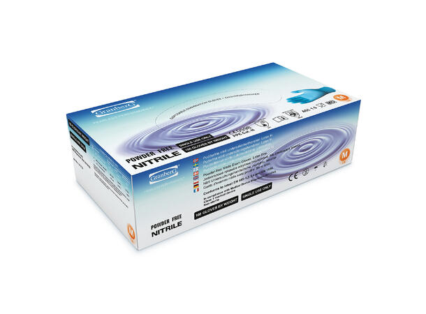 Granberg Hanske, engangs, nitril Str. L blå, AQL 1.5, 100stk/pk