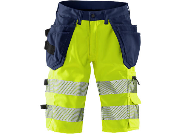 Fristads Shorts stretch, 2509 PLU HiVis Gul/blå, str.C60, HiVis, kl.1