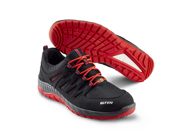 Elten Maddox Black-Red Low S3 Svart, str.45 S3 SRC